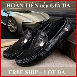  [BH 1 Năm] Giày Lười Da Bò Dâp Vân CK Đế Đúc Cao Su, Chỉ Khâu Bền Chắc, Form Ôm Chân - Labaha Shop
