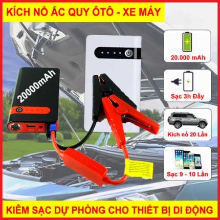 Kích nổ bình ô tô dung lượng cao 20000 mAh tích hợp đèn LED - Labaha